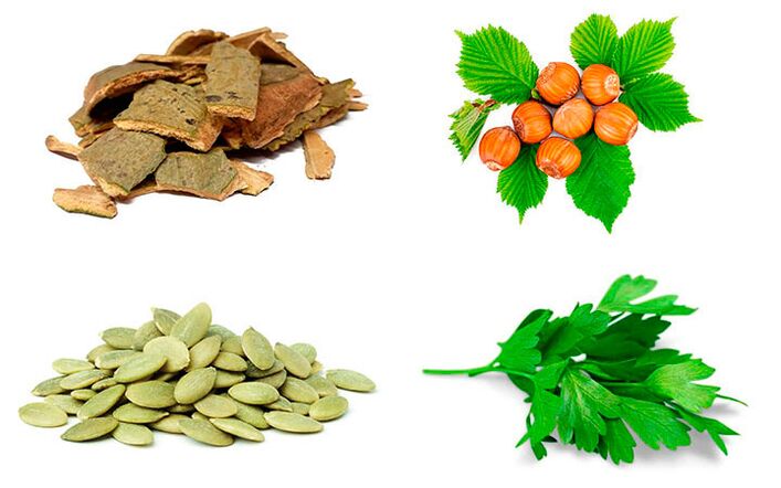 Remedios populares para combatir la prostatitis corteza de álamo, semillas de calabaza, perejil y avellanas.